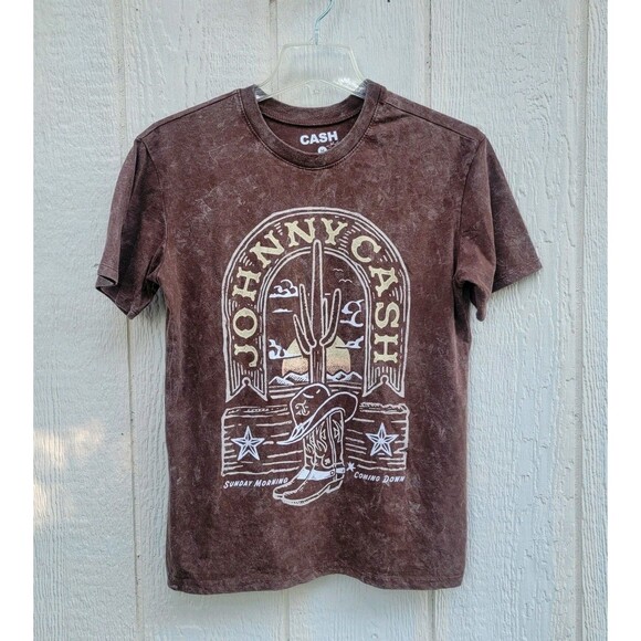 JC Johnny Cash Cowboy Sunday Morning Coming Down T-Shirt Boho Womens Med Cowgirl - Picture 1 of 3
